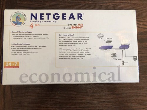 NETGEAR EN104TP Ethernet Hub 4 ports 10 Mbps BRAND NEW in Box