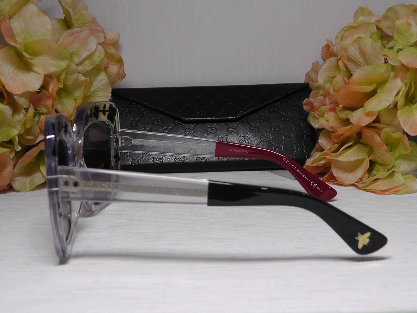 Pre-owned Gucci Gg3863s Oversized Square Black/crystal Frame 900 Eu Sunglasses 54 22 145 In Gray