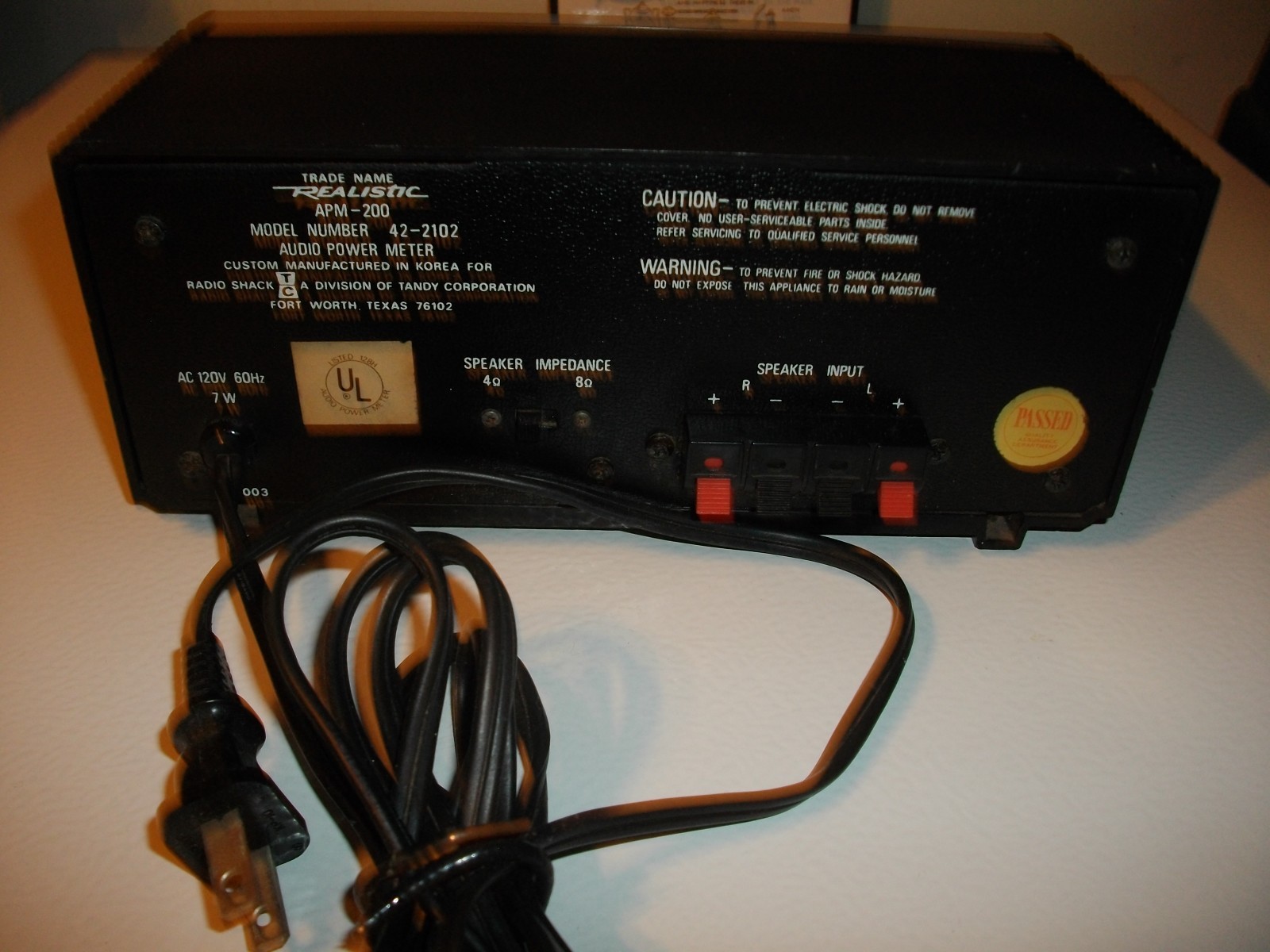 Realistic APM-200 Peak & RMS Audio Power Meter L@@K!!