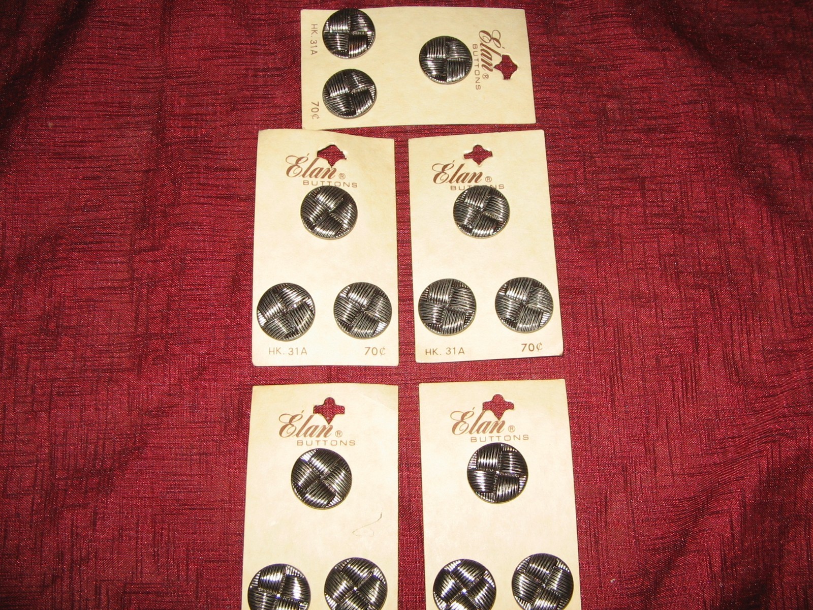 Vintage Buttons METAL ELAN LOT OF 15 - 5 CARDS OF 3 3/4 INCH WEAVE PATTERN