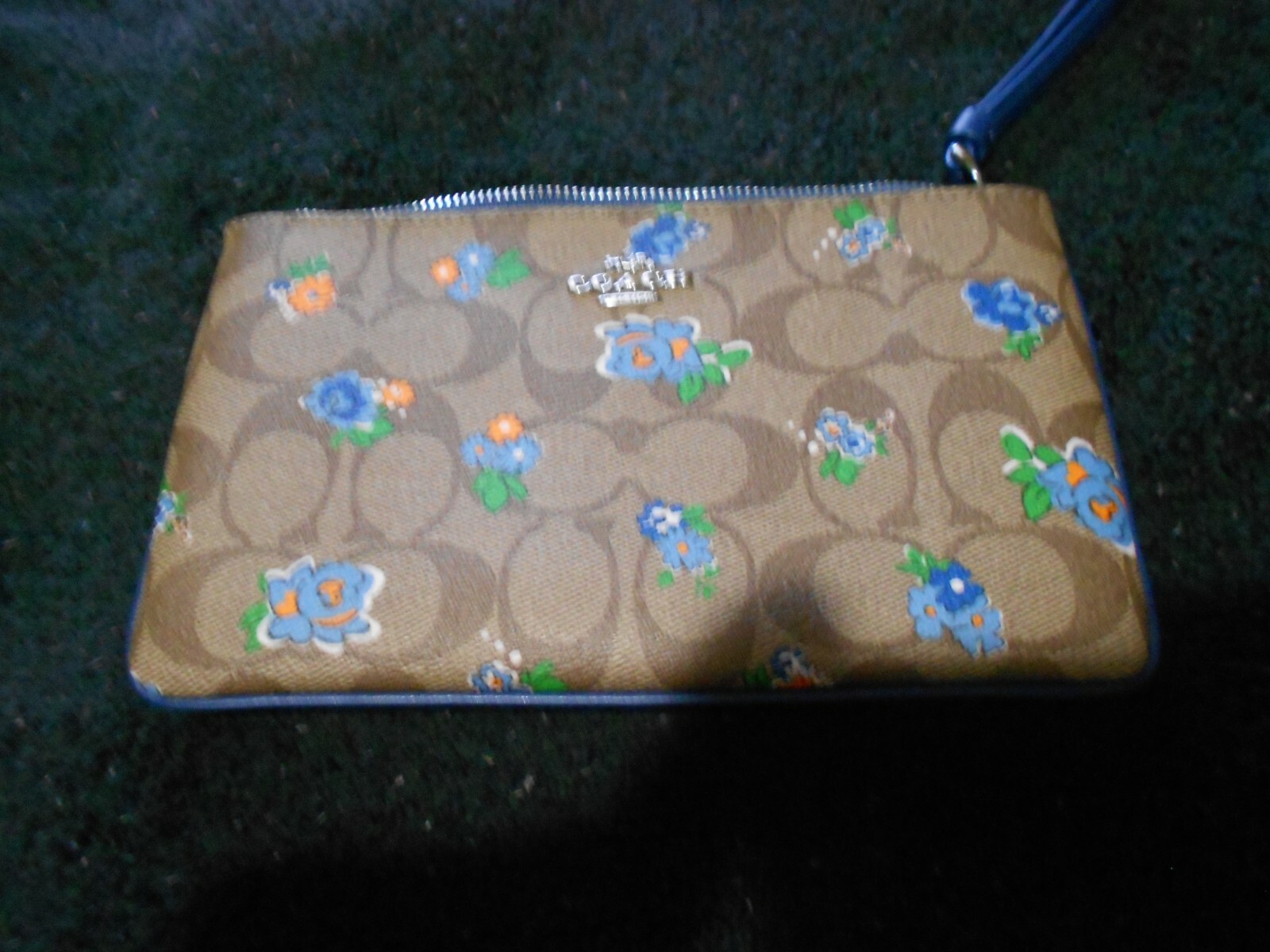 AUTHENTIC SET COACH FLORAL NAVY JEAN BLUE TOTE BAG F57888 & FULL SIZE WALLET