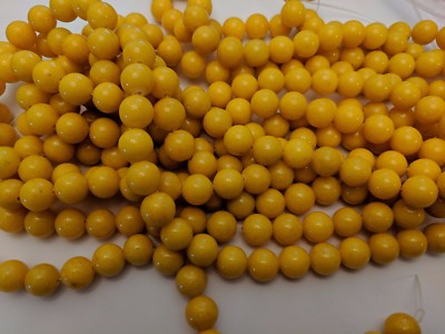 Natural Mashan Jade Round Beads, Dyed Yellow, 10mm, Hole: 1mm - Qty 20 Beads