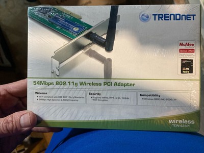 TRENDnet 54Mbps PCI Adapter 802.11b/g 2.4GHz WPA-PSK 64/128-Bit TEW-423PI NEW OB