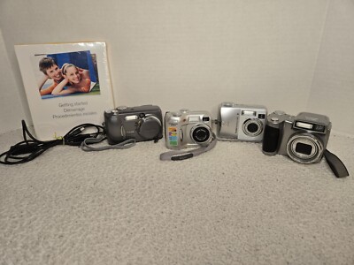 Digital Camera Lot Of 4 Nikon Coolpix 2100, Kodak EasyShare Z700, C330 & DX4530
