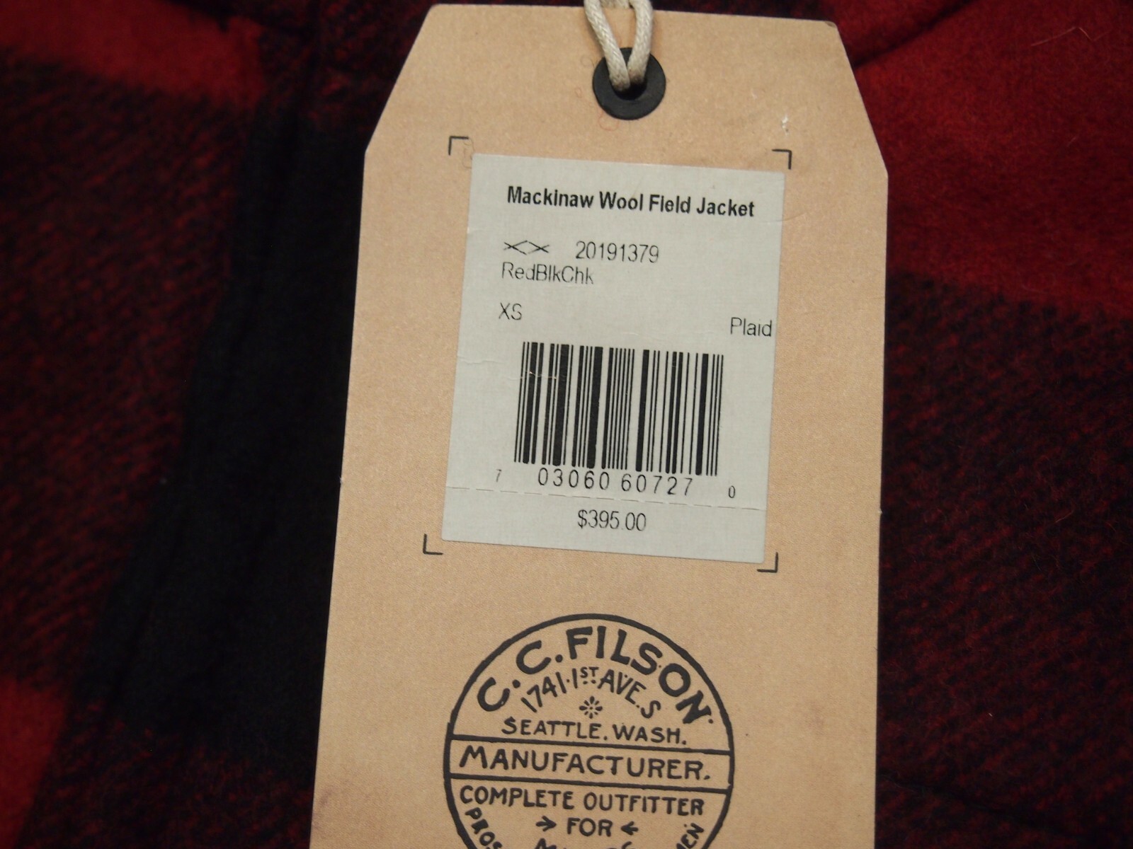 Pre-owned Filson Wool Red & Black Buffalo Plaid Mackinaw Field Jacket Xs $395 Usa Made