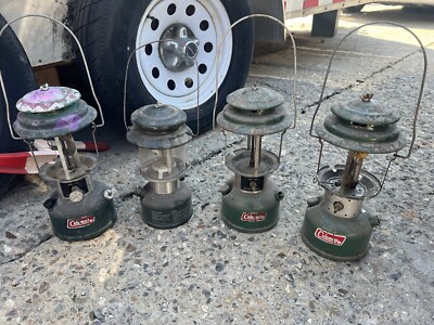 Lot of 4 Vintage Green Coleman Lantern Model 220F 220K 288 Parts Untested AS IS