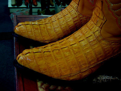 LOS ALTOS BOOTS Pre-owned Los Altos Women Buttercup Genuine Crocodile Tail Western Cowboy Boot (m) L091021 In Yellow
