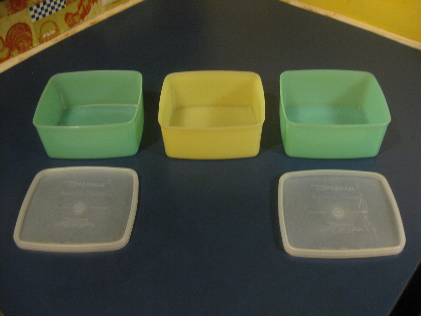 Lot of 3 Vintage Tupperware Square Rounds 311 and 2 Seals/Lids 310 Pastel U.S.A.