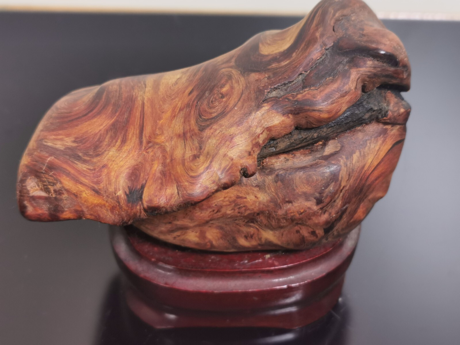 Hand Carved Wabi Sabi Wooden Art Wood Root Brutalist Statue Figurine with Stand