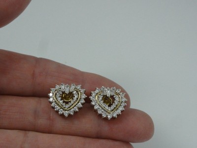 Estate JJT Gold Over Sterling Silver Heart CZ Cubic Zirconia 1/2