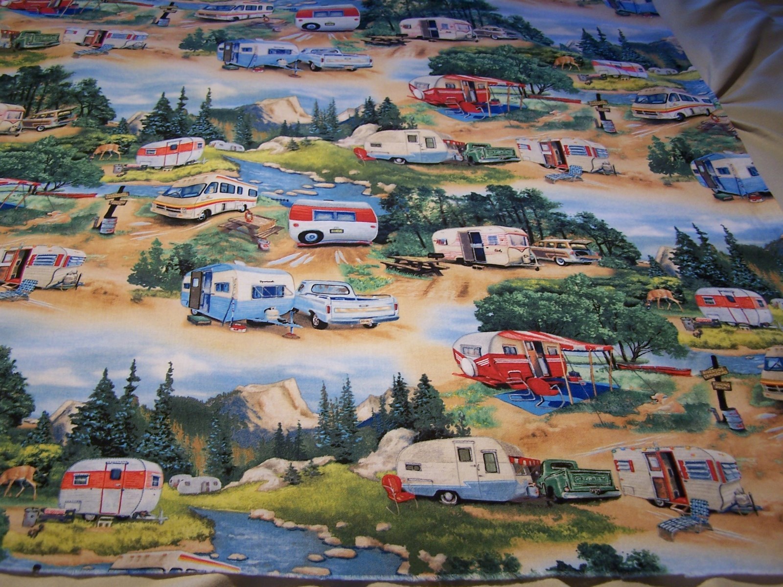 Vintage Travel Trailer Camper RV Cotton Fabric 25