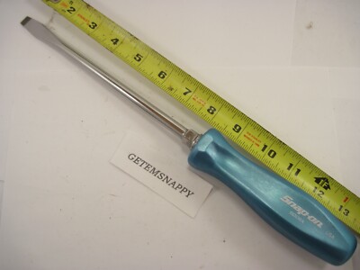 Snap On 3/8'' Pearl Blue Flat Tip Slotted Screwdriver SDD8A NEW