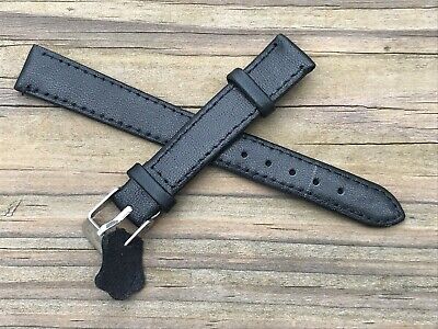 Watch Replacement Band Black Genuine Leather Band Only Strap Size 14mm