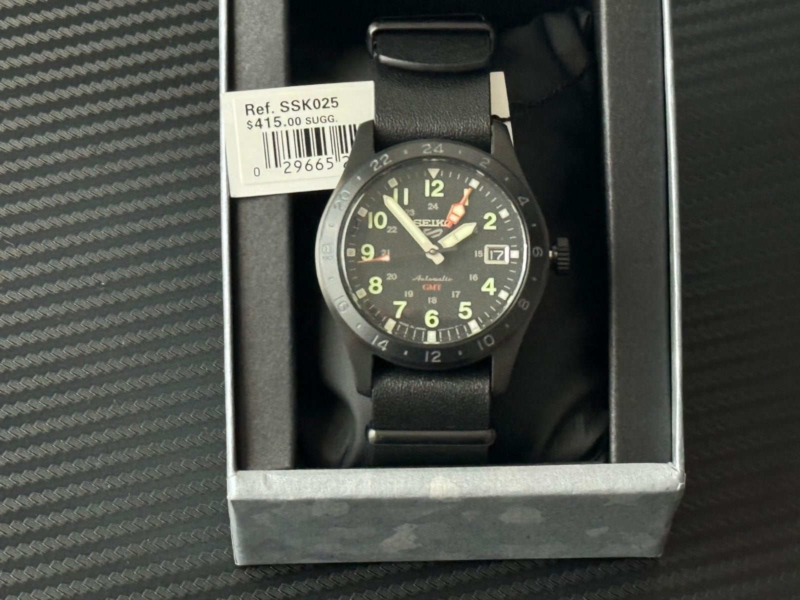 Pre-owned Seiko 5 Sports Field Gmt Black Dial Luminous Hands Automatic Ssk025-new