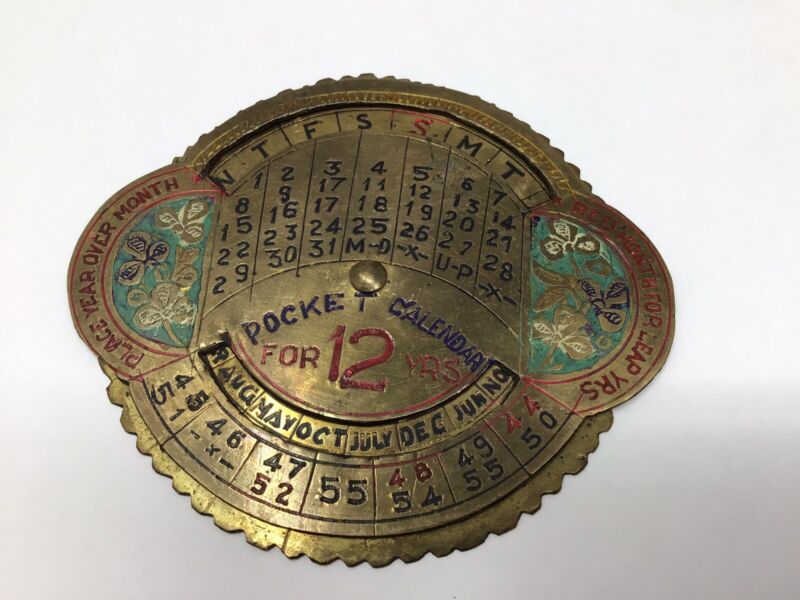 Vintage Brass Pocket Calendar - 12yr