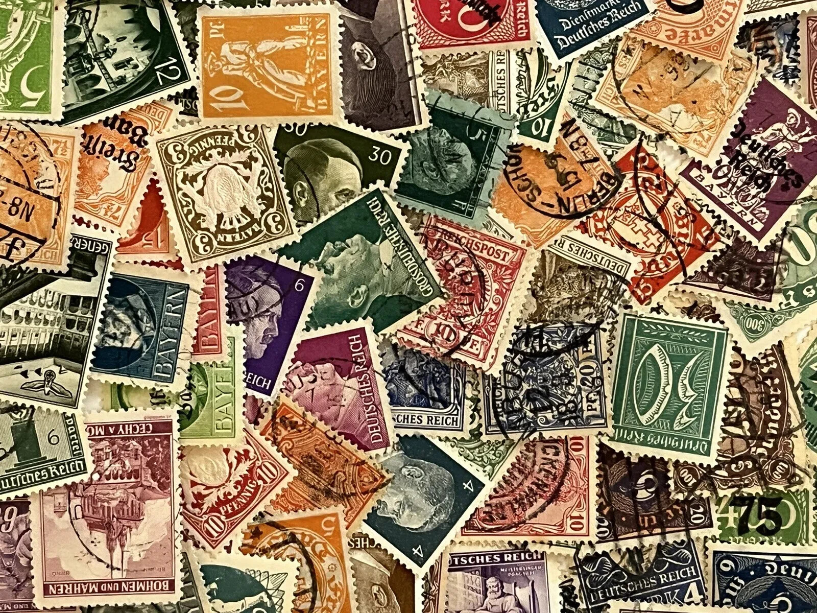 Nazi German HUGE stamp lot 50 pieces Authentic THIRD REICH WWII WW2 era stamps!