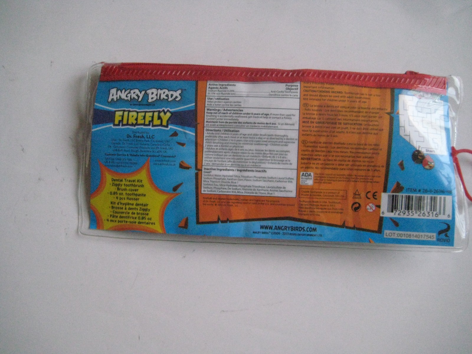 ANGRY BIRDS FIREFLY DENTAL TRAVEL KIT 4 PC