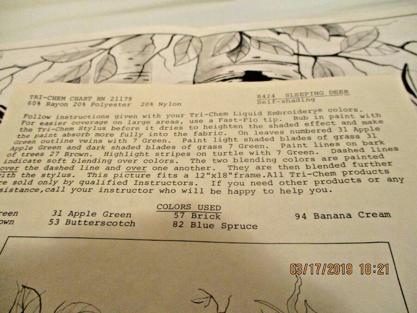 tri=chem chart 21179 sleeping deer 1977