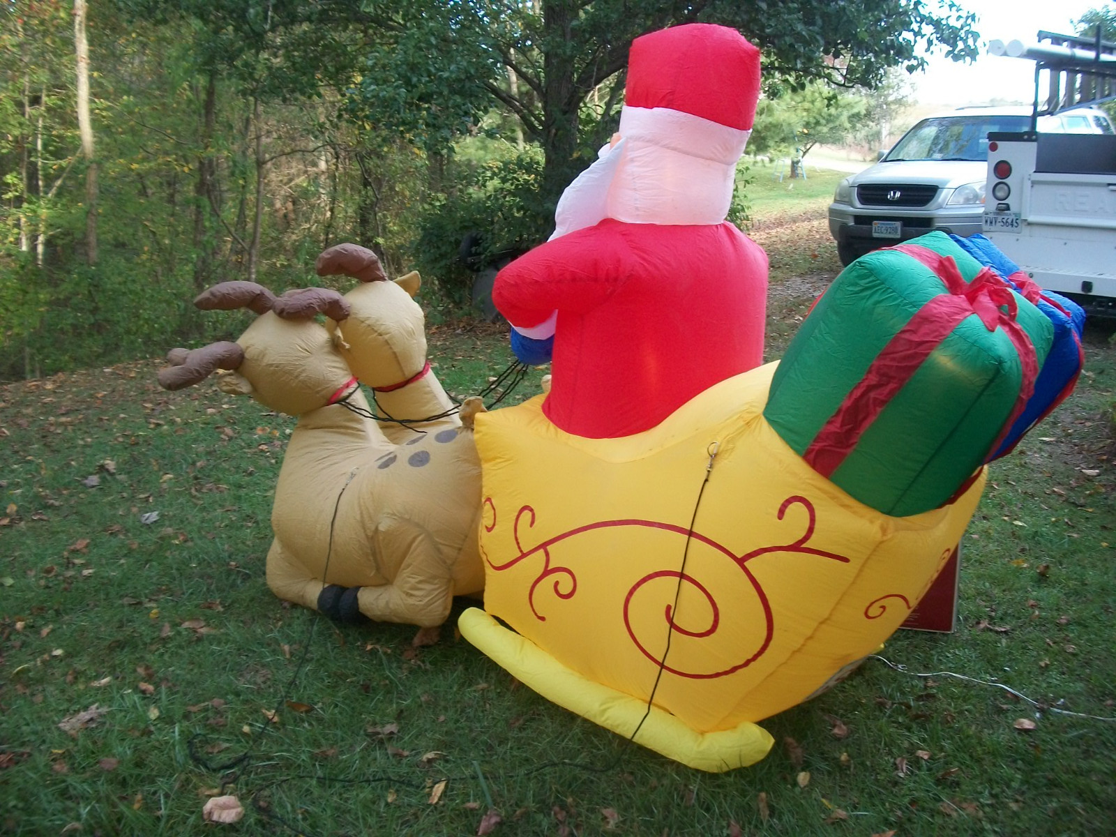 Santa Sleigh Yard GEMMY Christmas Airblown Inflatable Lawn Outdoor 8ft Light Up