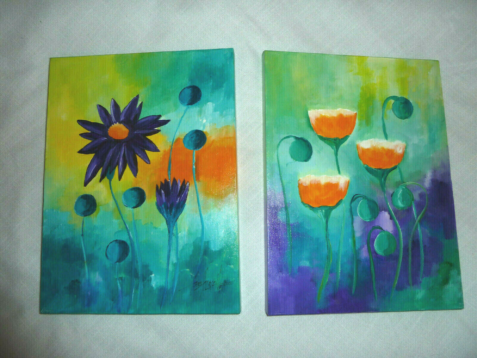【F4号】good blue(spelling) 油絵 oil painting Amazon.com: Original Blue Floral Oil Painting On 3d Blue