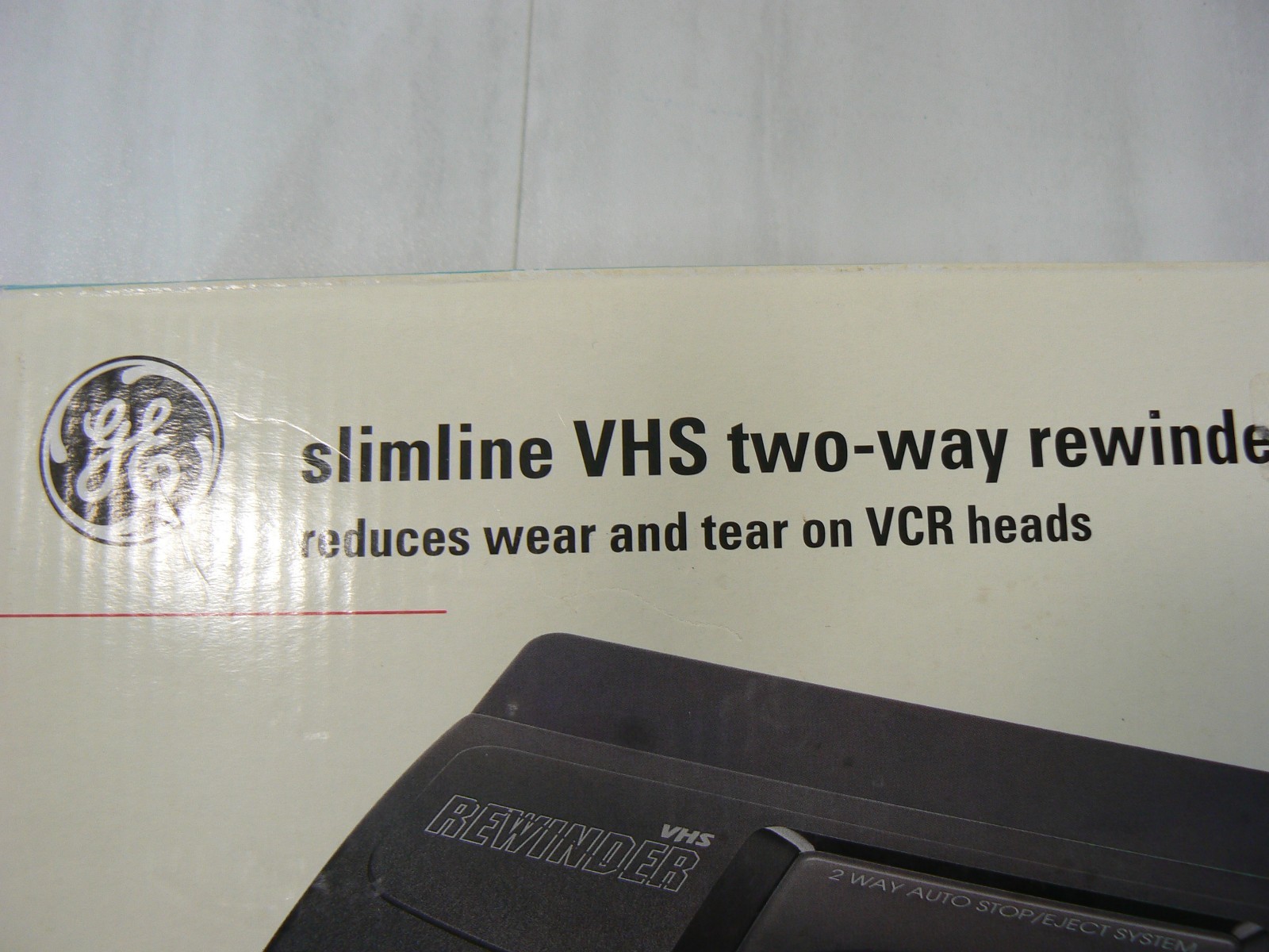 NEW Open Package GE Slimline VHS Video Cassette Tape Two Way Rewinder Unused