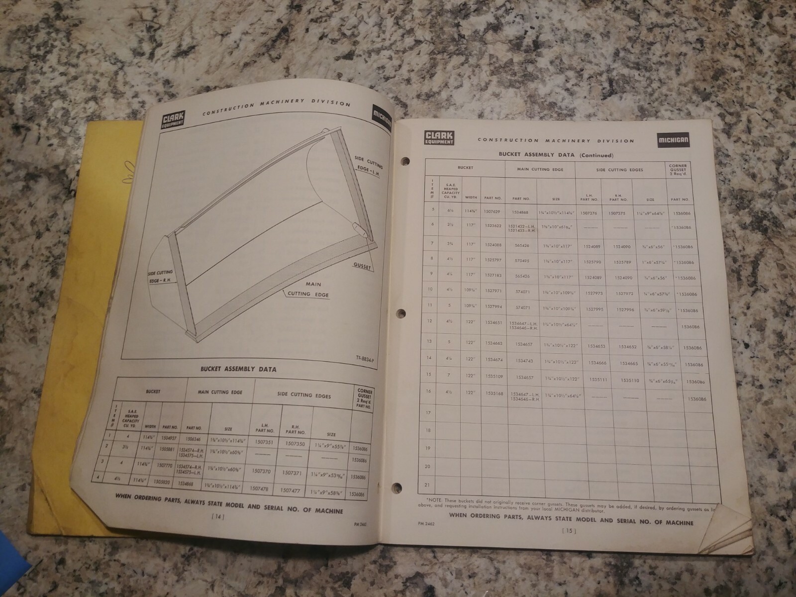 Michigan Parts Manual No. 2462 Model 125 III A Articulated Tractor Shovel