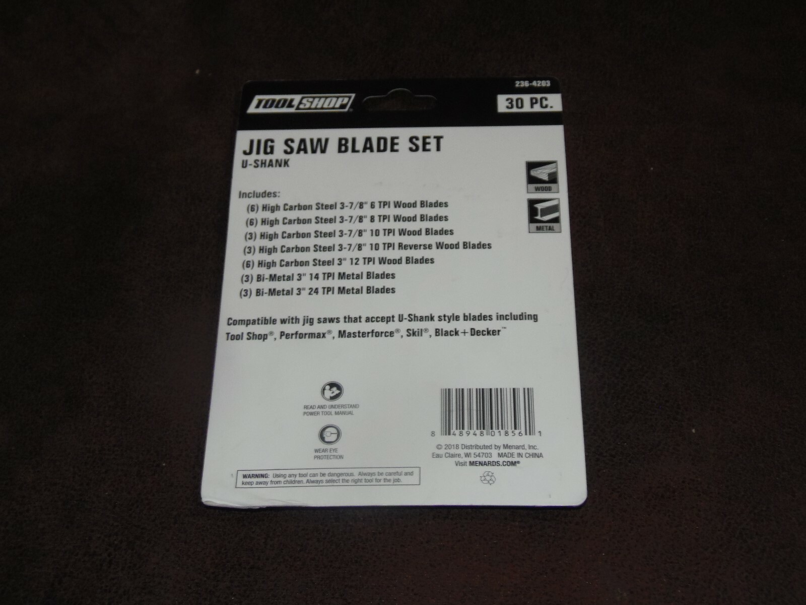 TOOL SHOP - 30 PC JIG SAW BLADE SET - U SHANK - WOOD/METAL    (TRL3-PO-105)