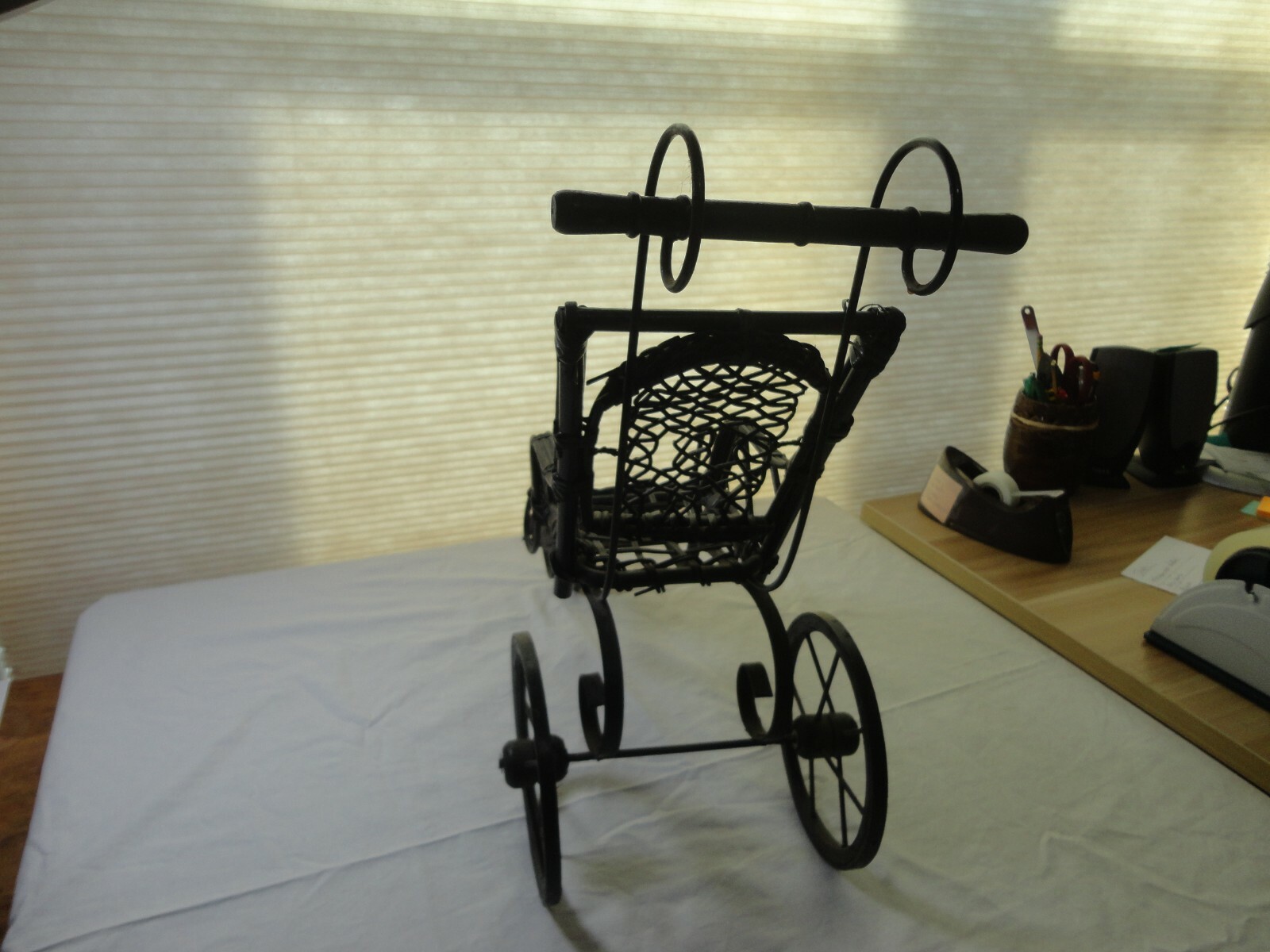 Baby Doll Pram Buggy Wood Victorian Style 1900s Wicker Carriage ornate Stroller