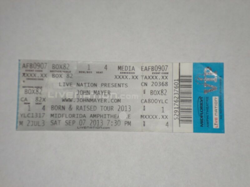 John Mayer Phillip Phillips Ticket Stub-2013-MidFlorida Amphitheatre-Tampa,FL