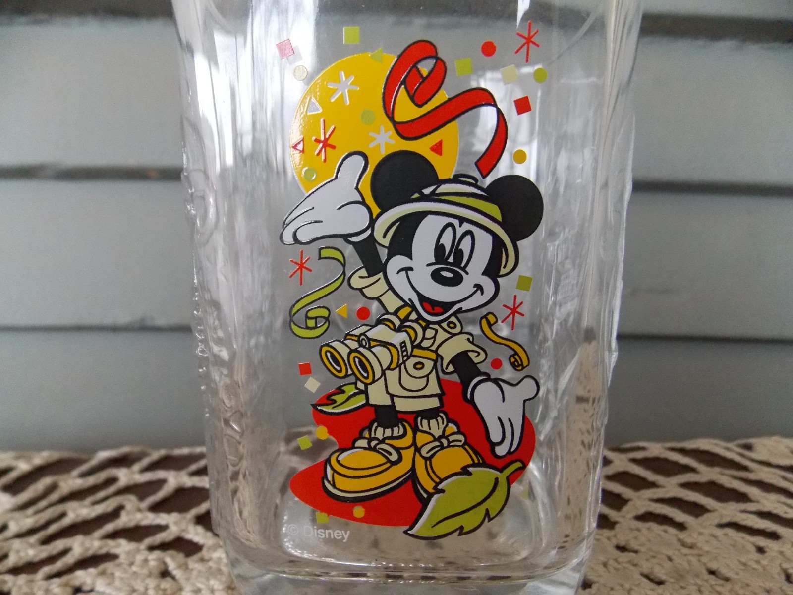 Vintage McDonald's 2000 Disney World Animal Kingdom Square Glass Tumbler Mickey
