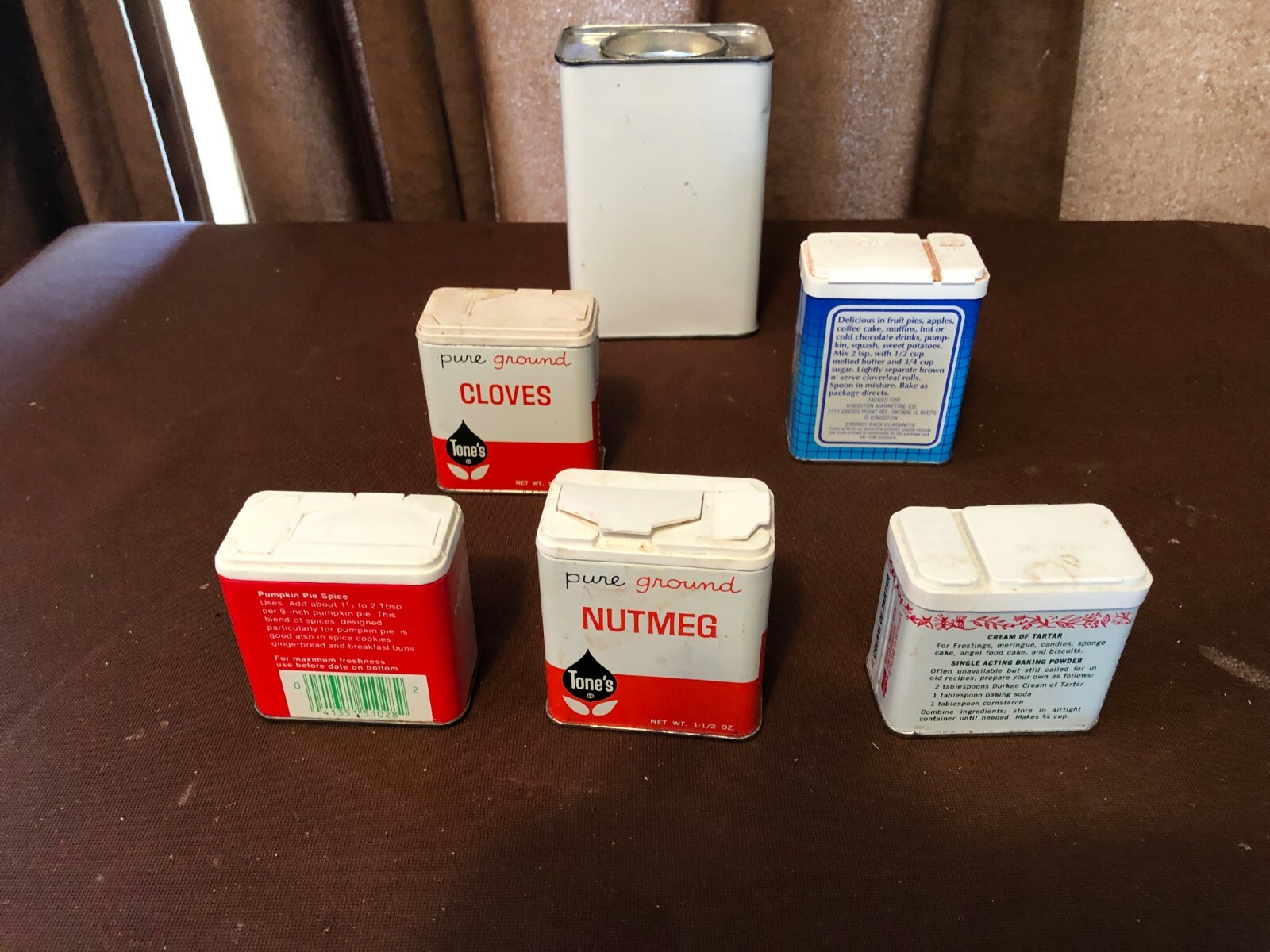 6 VINTAGE TINS Durkee-Tone's-Kingston and MORE