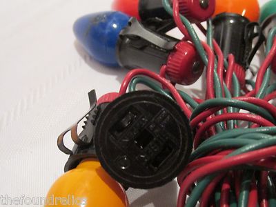 VINTAGE C7 CHRISTMAS STRAND 7 LIGHTS RED & GREEN WIRE - WORKS