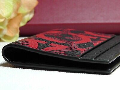 Pre-owned Ferragamo Salvatore  Black/red Revival Gancini Print Leather Card Case$350