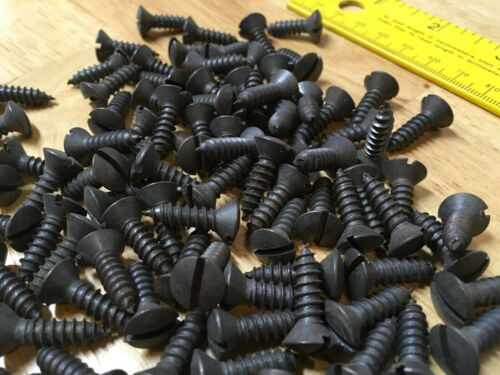 100 New Old Stock #12 x 1" Blued Steel Oval Head Wood Screws So Hard USA Slotted