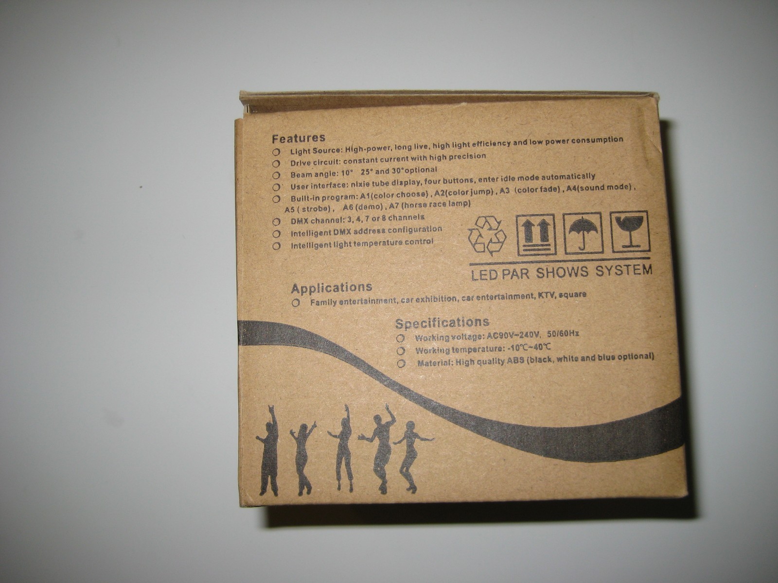Sealed New in box -  One 12 LEDs Par Light – Light, Bracket, User Manual