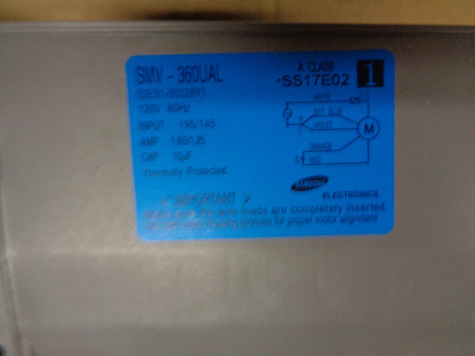 NEW OEM SAMSUNG MICROWAVE OVEN BLOWER ASSEMBLY DE31-00028Y - SE097