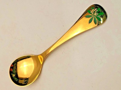 Georg Jensen Denmark Annual Floral Spoon, Gold over Sterling, 1975
