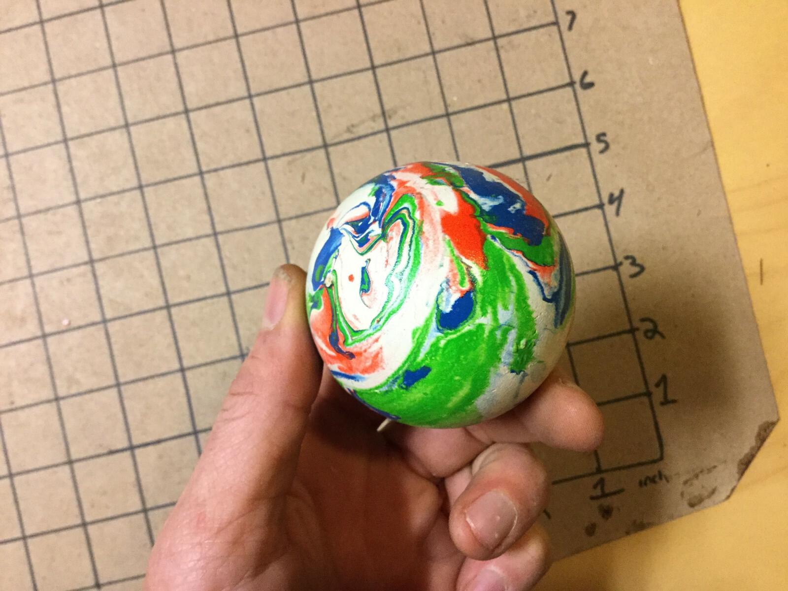 vintage BALL -- UNMARKED but for MADE IN USA, swirled #3