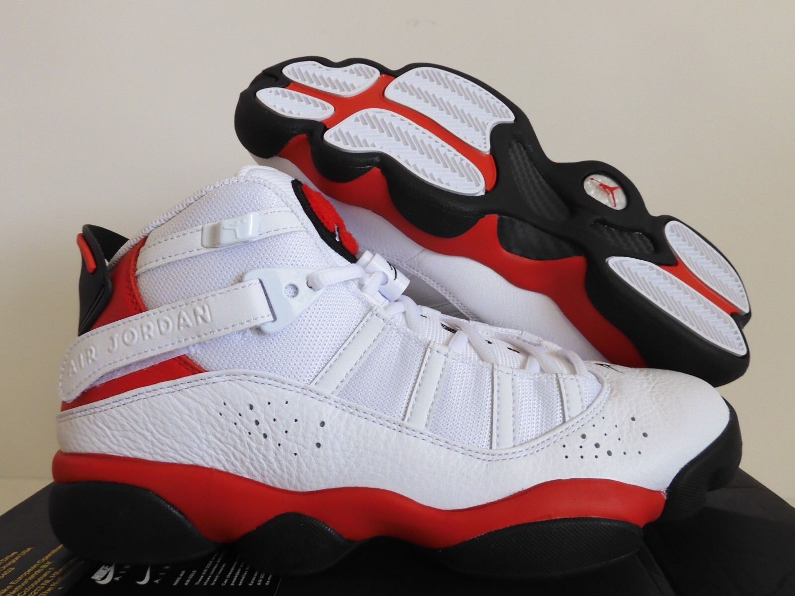 NIKE JORDAN 6 RINGS WHITE-BLACK-UNIVERSITY RED SZ 9.5 NIKE JORDAN 6 RINGS WHITE-BLACK-UNIVERSITY RED SZ 9.5