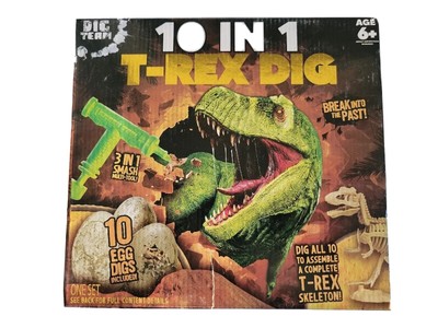 Dig Team 10 in 1 T-Rex Dinosaur Dig Activity 10 Egg Digs. Great for Kids. New.