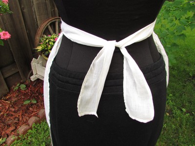 Vintage/ Antique Cream Cotton Half Apron with Crocheted Trimming