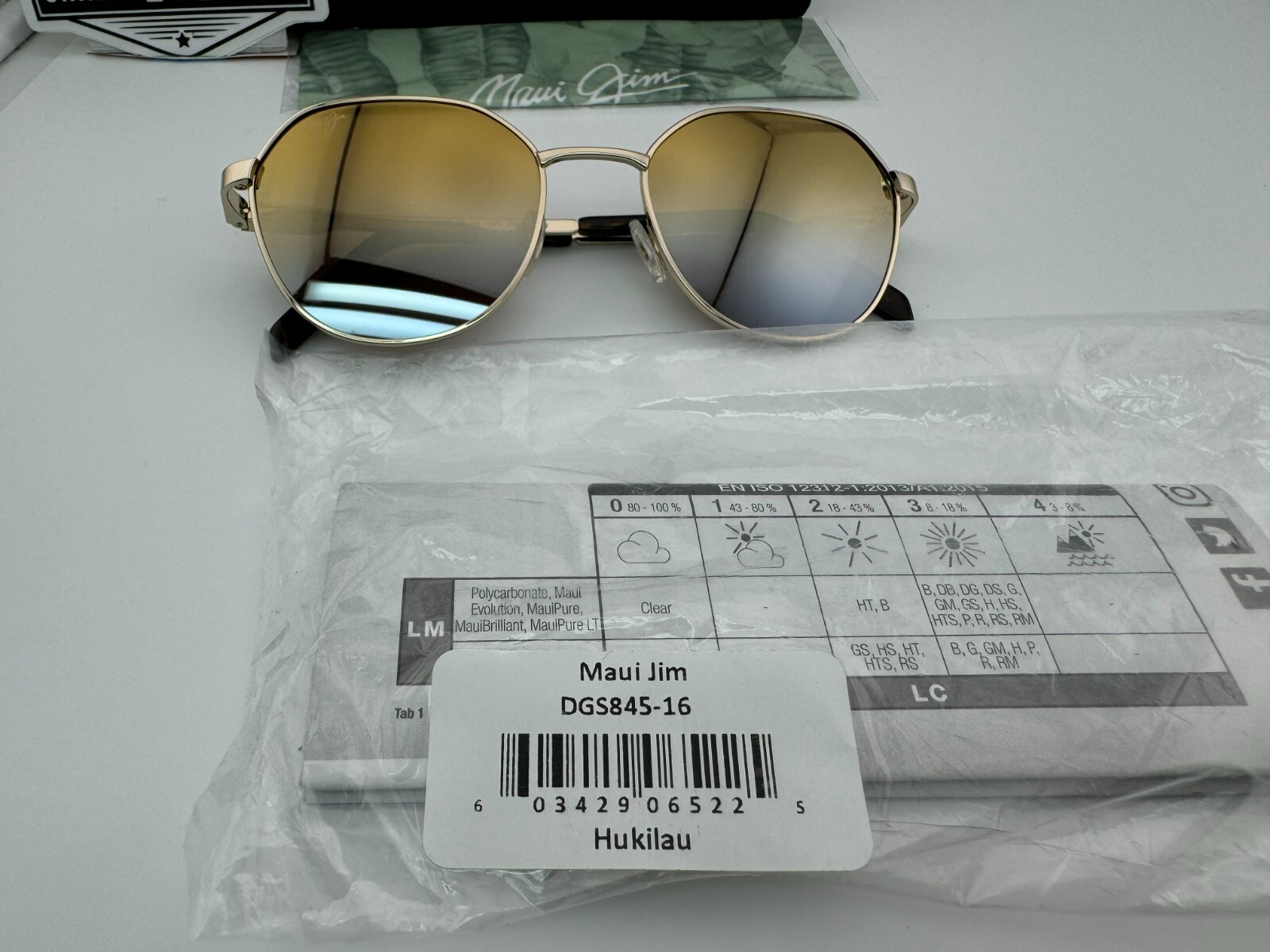 Pre-owned Maui Jim Hukilau Mj 845-16 Gold To Silver Dual Mirror Polarized Sunglasses