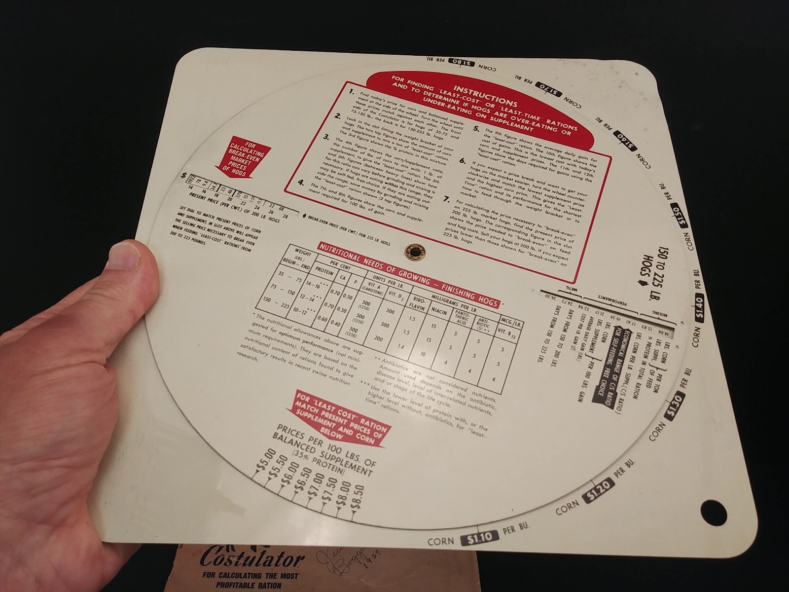 Vintage Pork Costulator (c)1954 Catron Heady Ashton Iowa State College Farm Hogs