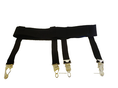 Unisex Elastic Waist Belt with Garter Suspender Clip Stocking Holder Strap Black