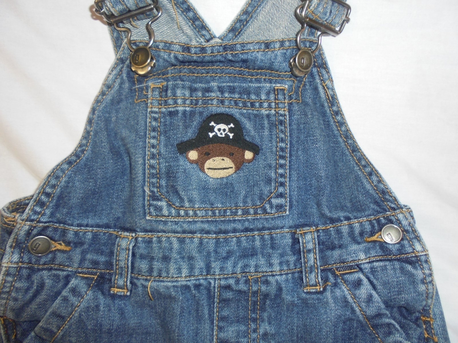 Boys~GYMBOREE~Pirate Monkey Denim Overalls~Sz 18-24m