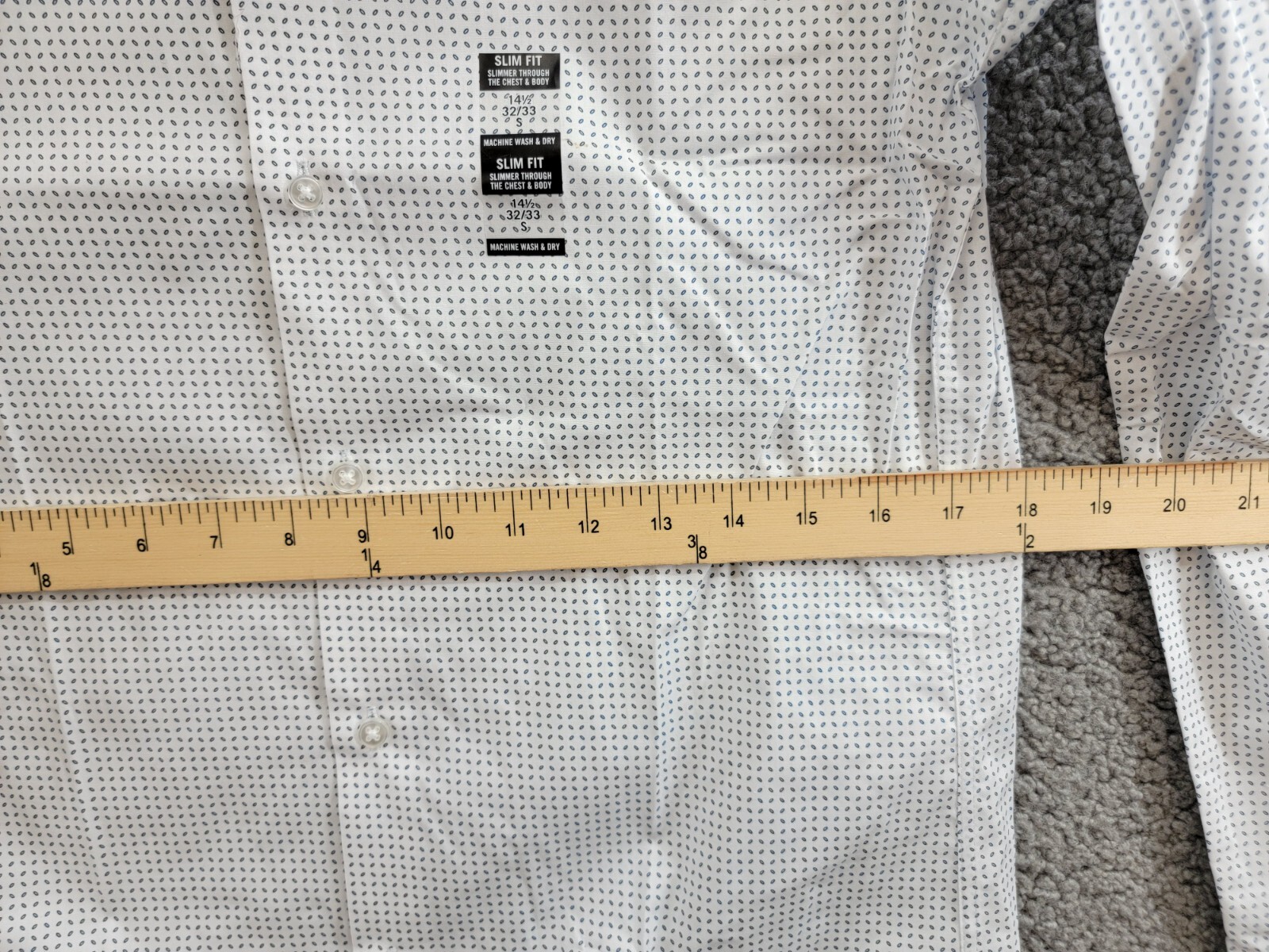 Calvin Klein Steel Plus Slim Fit Stretch Dress Shirt Men's 14.5 32-33 White/Blue - Picture 7 of 16
