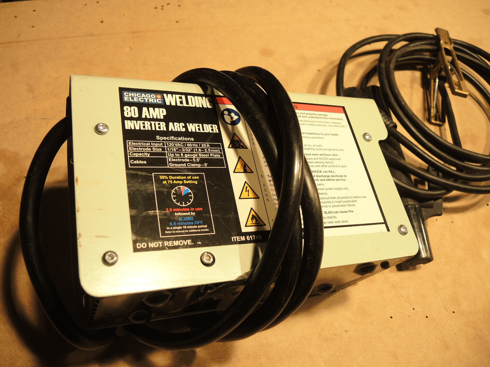 Chicago Electric 80 Amp Inverter Stick Welder 120 Volt