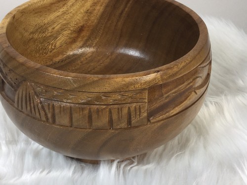Hand Carved Wooden Punch Bowl Cup Set Tiki Island Vintage 60s 70s 14Pcs