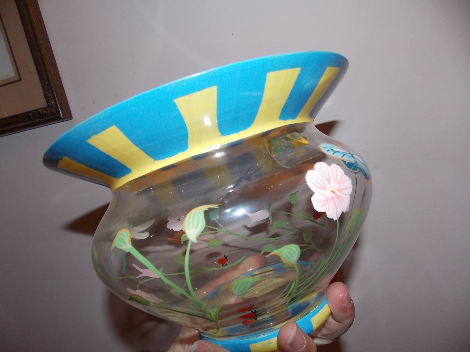 Lenox Glass butterfly meadow Hand Painted Bowl NIB