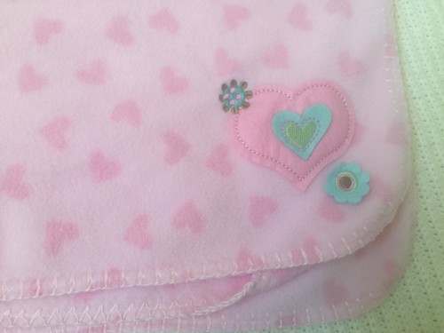 CIRCO Target Stores Pink Fleece Embellished HEARTS Heart Flower Baby BLANKET